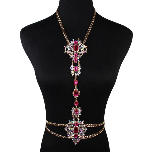 Women Belly Waist Body Jewelry Crystal Rhinestone Necklace