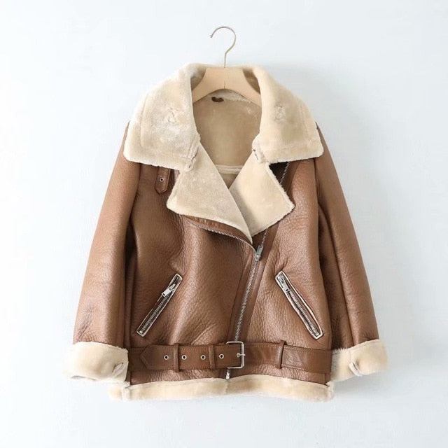 Winter Coats Women Thick Faux Leather  Female  Jacket