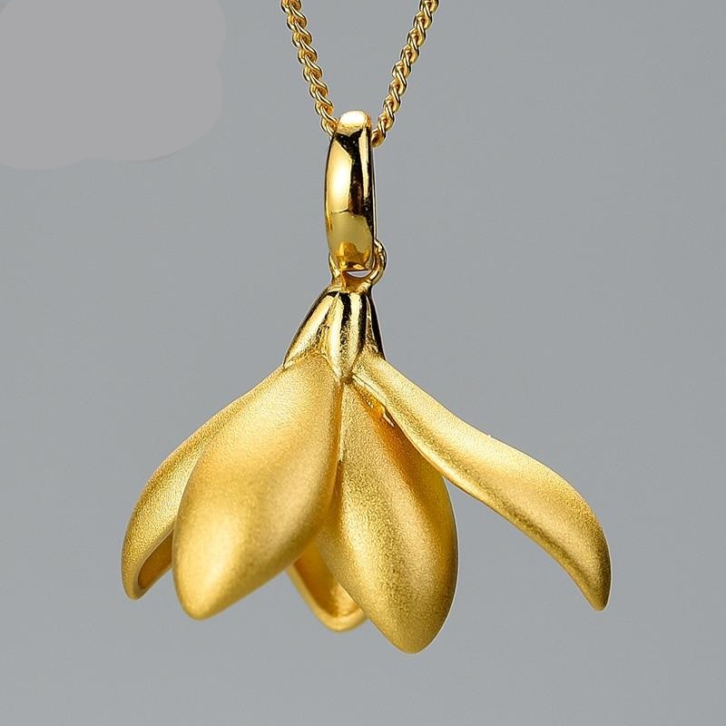 Elegant Magnolia Flower Pendant  Handmade Fine Jewelry for Women