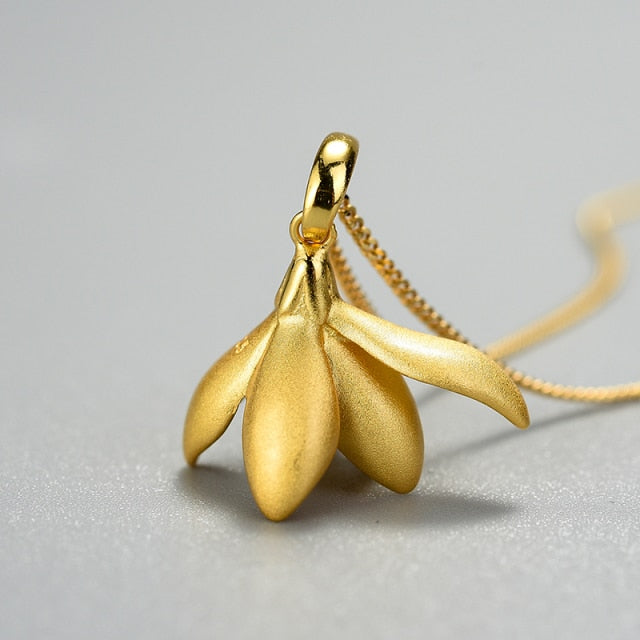 Elegant Magnolia Flower Pendant  Handmade Fine Jewelry for Women