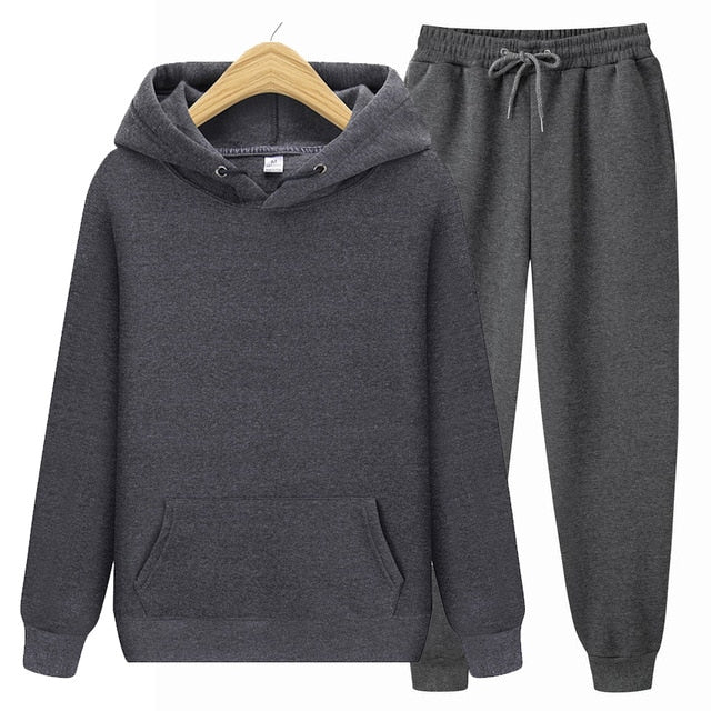 Men's Sets Hoodies+Pants Autumn Winter Hooded Sweatshirt Sweatpants