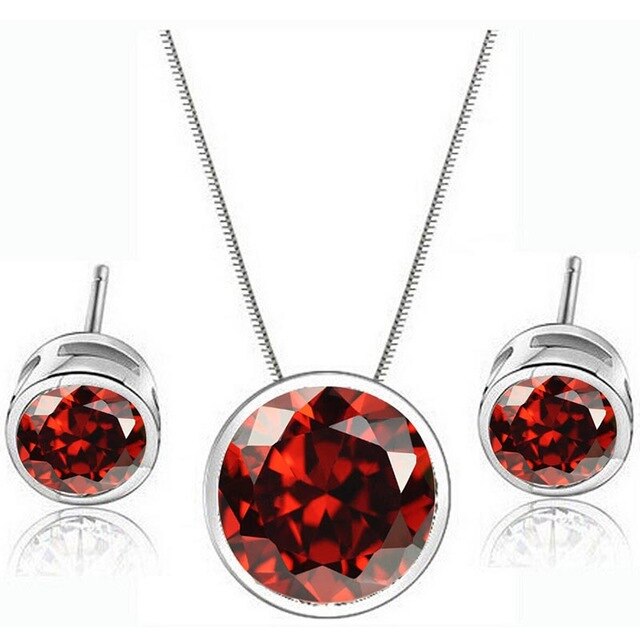 Small dot round shape setting women necklace earrings set