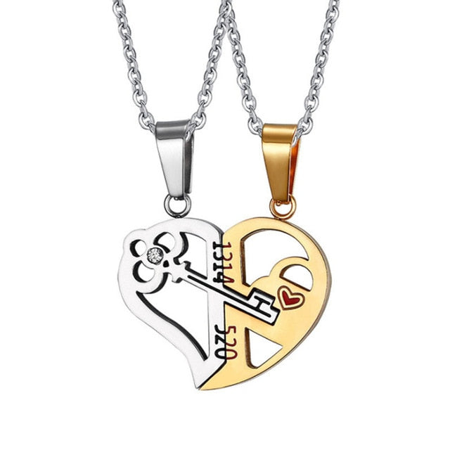 Romantic Couples Necklace Puzzle Heart Shape Valentine Gift
