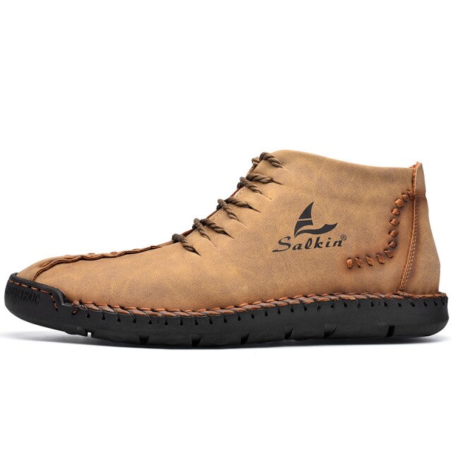 Handmade Leather  Fashion Ankle  Platform Men Boots