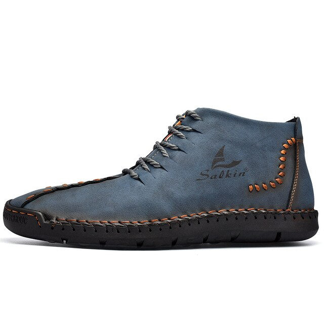 Handmade Leather  Fashion Ankle  Platform Men Boots