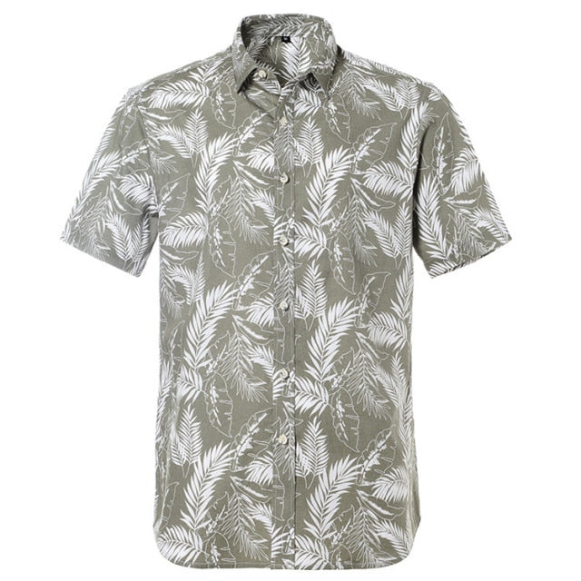 Printed Short Sleeve Big Us Size  Flower Beach Floral Patterns Men Hawaiian Shirt