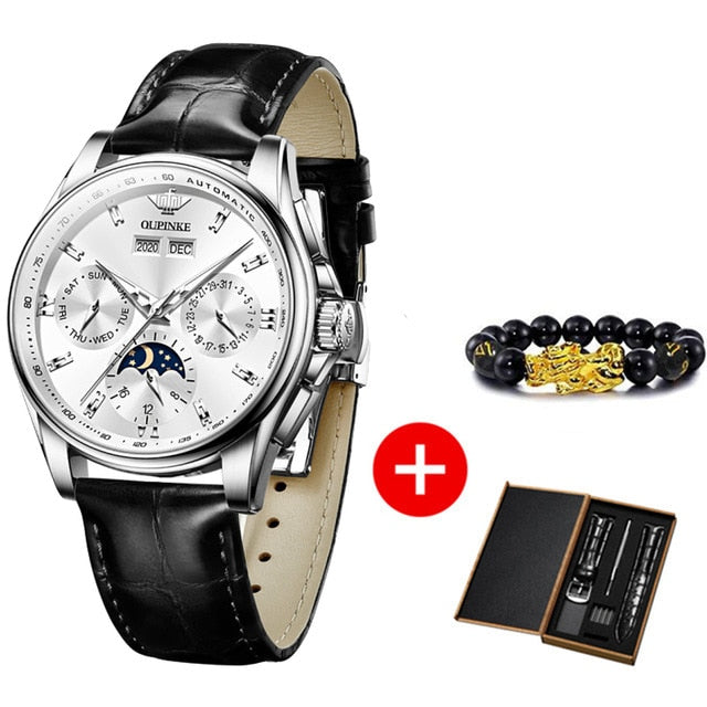 Men Mechanical Automatic Watch Leather Sapphire Wristwatch