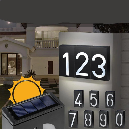 House Number Solar Light LED Doorplate Door Number Outdoor Lamp