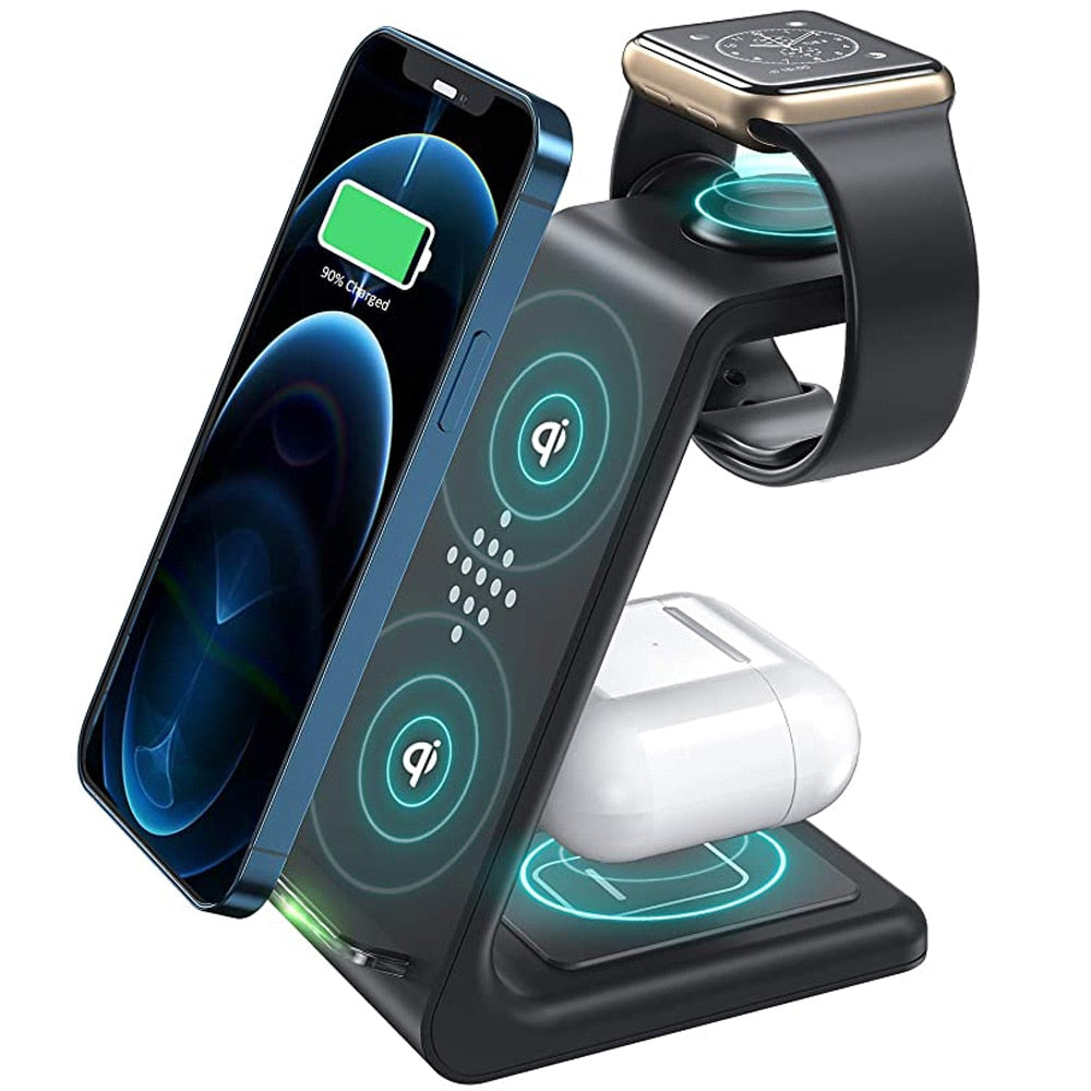 3 in 1 Wireless Charger Station QI 15W Fast  Wireless Charging Stand