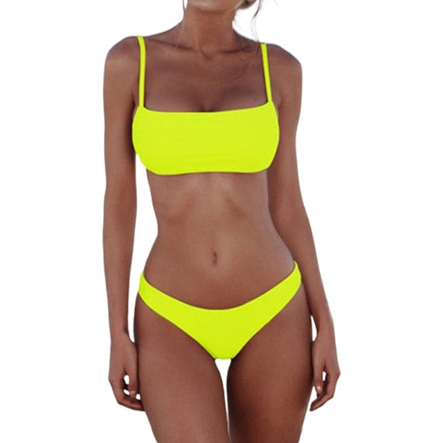 Push Up Unpadded Brazilian Bikini Set Women Vintage Swimwear Swimsuit