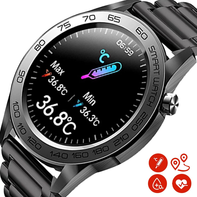Men GPS Track Recording Sport Fitness Tracker Full Touch Temperature Monitor Smart watch