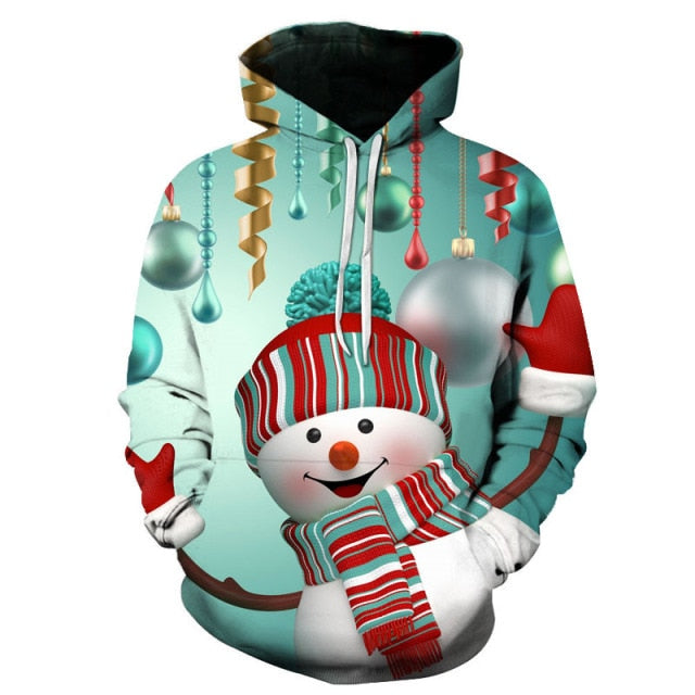 Men/Women Christmas snowman Hoodies Unisex  Long Sleeves Pullover