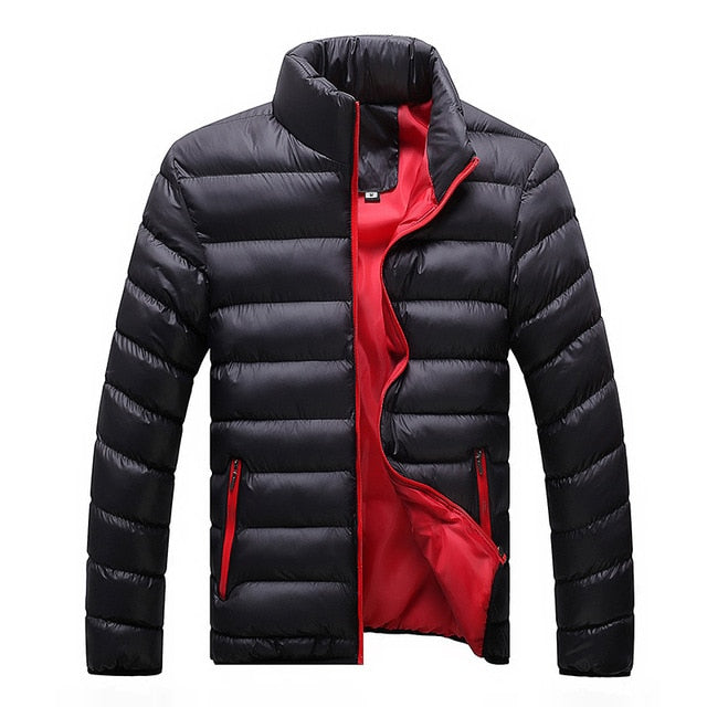 Fashion Stand Collar Solid Thick  Men Winter Male Parka Jacket
