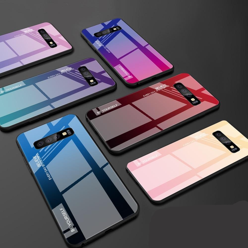 Tempered Glass back Cover Color Case   for Samsung phones 20+ models