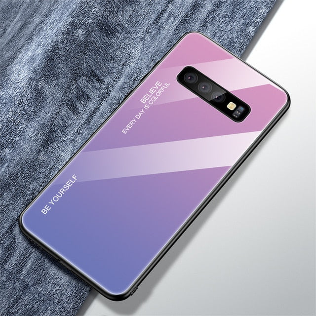 Tempered Glass back Cover Color Case   for Samsung phones 20+ models